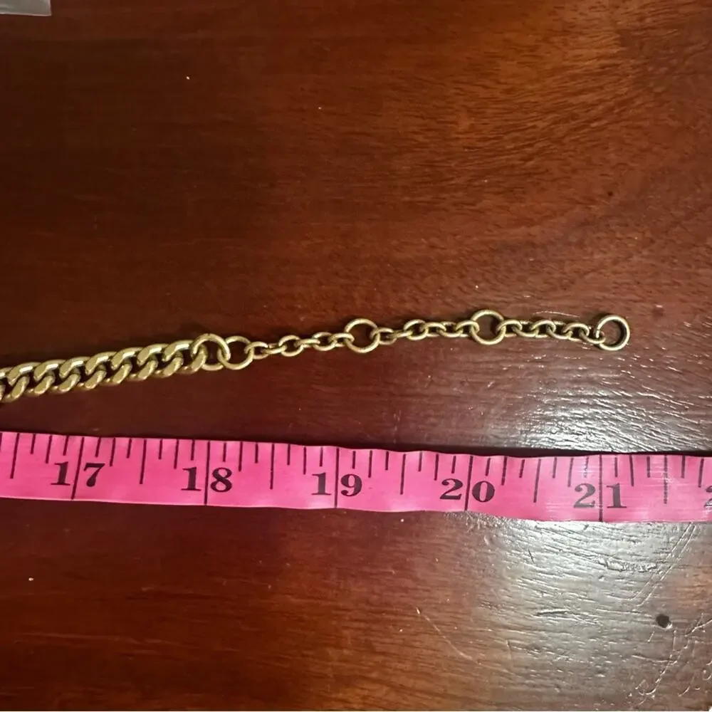 J Crew Necklace Brass Fan Brown Yellow Retro Vintage Statement Casual Western